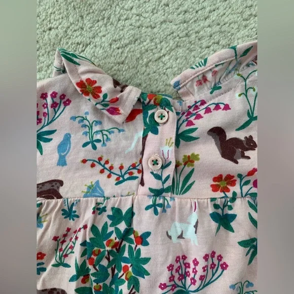 Mini Boden Size 3-4 Years Woodland Animal Print Long Sleeve Ruffle Top - Picture 6 of 7